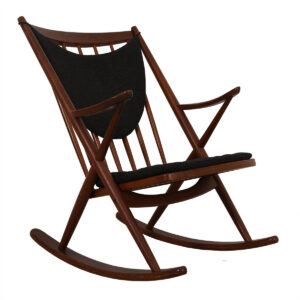 Bramin Danish Teak Designer Rocking Chair w/ Charcoal Cushions