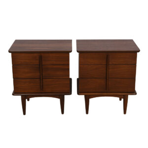 Pair of Mid Century Modern Walnut Nightstands / Chests