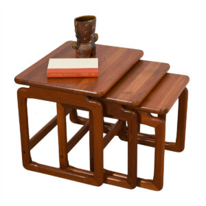 Set of 3 Danish Modern Thick Solid Teak Nesting Tables