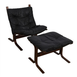 Westnofa Black Leather & Rosewood Siesta Chair + Otto
