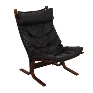 Westnofa Black Leather Tall Siesta Chair & Ottoman