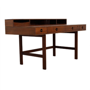 ‘Flip-Top’ Danish Modern Walnut Expanding Partner’s Desk