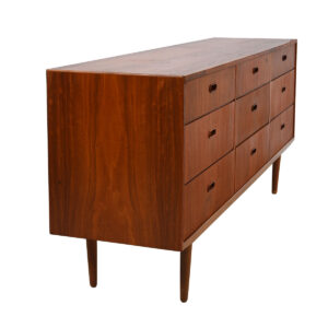 Danish Modern Walnut 9 Drawer Long Dresser / Sideboard by Falster
