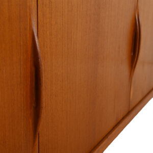 Sculpted Danish Modern Teak Sideboard / Room Divider w/ Organic Pulls
