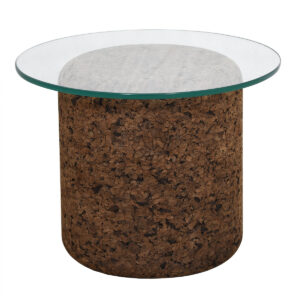 Mid-Century Glass Top Accent Table w/ Cork Base