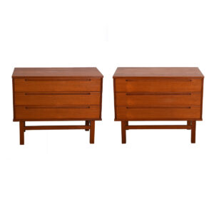 Pair of Torring Danish Modern Teak 3 Drawer Chests / Night Stands