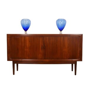 Curved Front Tambour Door Danish Sideboard in Teak.
