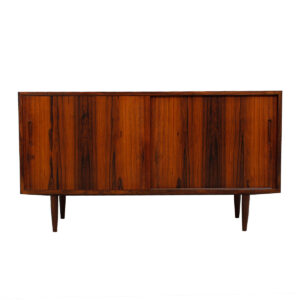 Compact Danish Rosewood Sliding Door Sideboard / Media Cabinet