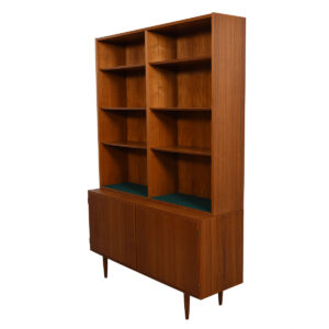 2-Piece Danish Teak Bookcase / Locking Storage Cabinet