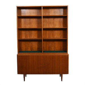 2-Piece Danish Teak Bookcase / Locking Storage Cabinet