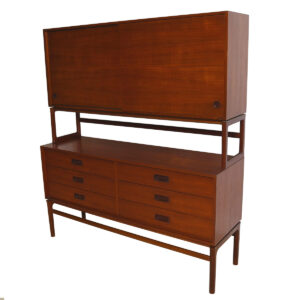 Rare 1950’s Danish Teak Double-Decker Sideboard / Storage Cabinet