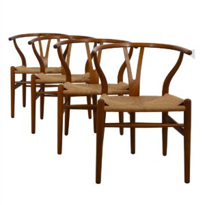 Set of 4 Danish Modern “Wishbone” Dining Chairs by Hans Wegner for Carl Hansen