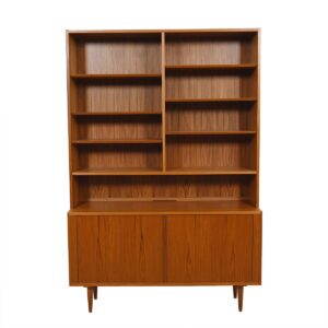 Danish Teak 2 Pc. Bookcase / Display Top Cabinet with Tambour Doors