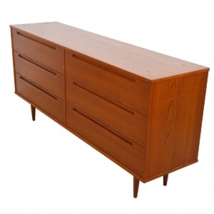 Danish Modern Teak Long 6 Drawer Dresser