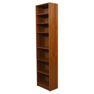 Tall Skinny Danish Modern Teak Adjustable Bookcase