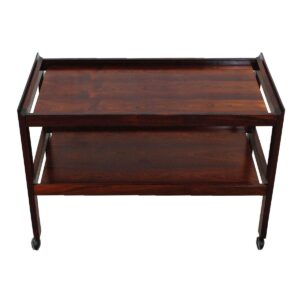 Danish Modern Rosewood Rolling Serving / Bar Cart