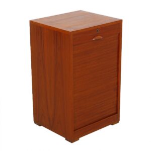 Small Danish Locking Tambour Door Filing / Jewelry Cabinet in Teak