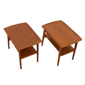 Pair Danish Modern Floating Teak End Tables