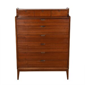 Mid-Century Modern Walnut Tall Dresser in the Manner of Paul McCobb