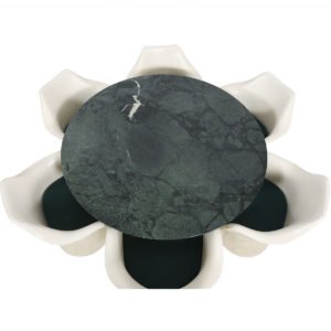 Eero Saarinen Knoll Marble Top Tulip Dining Table Set w/ 6 Arm Chairs