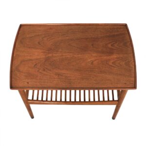 Swedish End Table in Walnut with Slatted Shelf by Dux