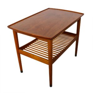 Swedish End Table in Walnut with Slatted Shelf by Dux
