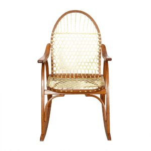 Vermont Tubbs Oak Snowshoe Rocking Chair w/ Rawhide Lacing