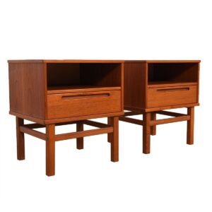 Pair of Danish Modern Teak Nightstands / Side Tables by Torring