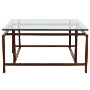 Square Rosewood Floating Glass Top Coffee Table
