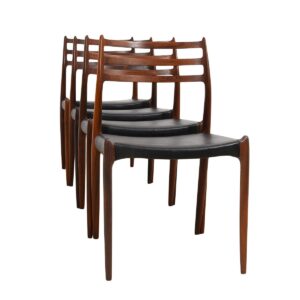 Set of 4 Danish Rosewood Dining Chairs (Model #78) by Niels Moller