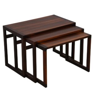 Set of 3 Danish Modern Nesting Tables in Rosewood