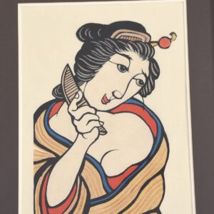 Yoshitoshi Mori Japanese Wood Block Print, Woman with Comb 31/50