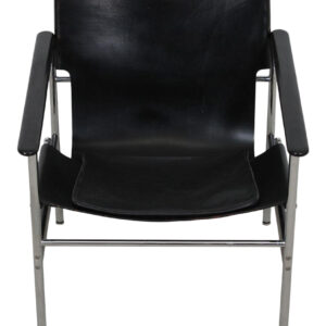 Leather & Chrome Sling Chair #657, by Charles Pollack for Knoll