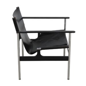 Leather & Chrome Sling Chair #657, by Charles Pollack for Knoll