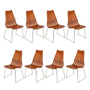 Set of 8 Norwegian Modern Hans Brattrud “Scandia” Teak Dining Chairs