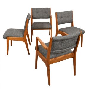Set of 4 (2 Arm 2 Side) Reupholstered Dining Chairs by Jens Risom