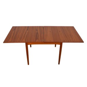 Square-to-Rectangle (35.5″ – 71″) Danish Teak Compact Expanding Dining Table.