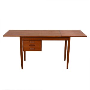 Teak Expanding Danish Modern Desk w/ Adjustable Drawers