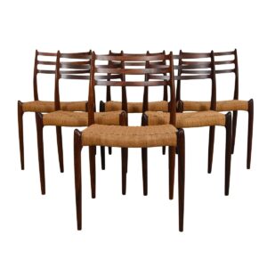Set of 6 Niels Moller Rosewood Dining Chairs Model #78
