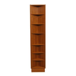 Danish Teak Corner Bookcase w/ Adjustable Shelves by Hundevad