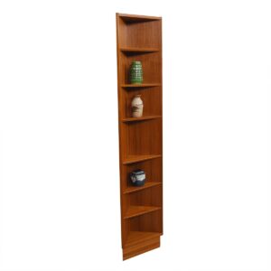 Danish Teak Corner Bookcase w/ Adjustable Shelves by Hundevad