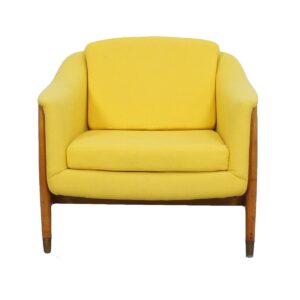 1950’s Swedish Club Chair by Dux w/ Sunny-Yellow Upholstery