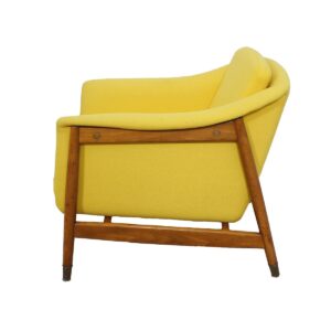 1950’s Swedish Club Chair by Dux w/ Sunny-Yellow Upholstery