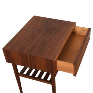 Brown Saltman Pair of Rare Walnut Nightstands