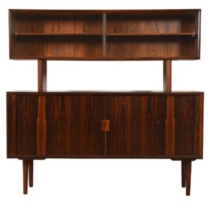 Gorgeous Room Divider / Danish Rosewood Tambour Door 2-Piece Sideboard.