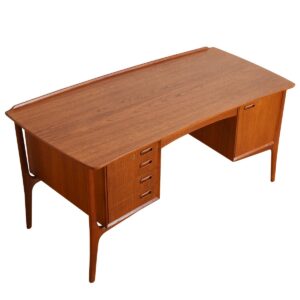 Danish Modern Floating Top Executive Desk in Teak