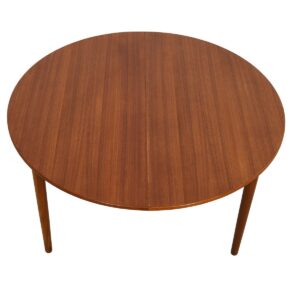51″ Danish Teak Round-to-Oval Expanding Dining Table