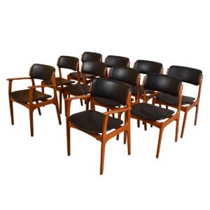 Set of 10 (2 Arm + 8 Side) Danish Teak Dining Chairs by Erik Buch