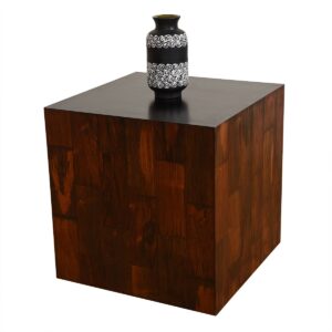 Rosewood Accent Table / Stool with Removable Cushion.