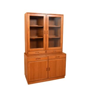 Lighted Danish Modern Teak Thin Storage / Display Cabinet